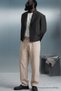 Men's Beige Linen Trousers with Elastic Waist - 6