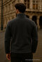 Men's Mock Neck Zippered Smoked Loose Fleece - 2