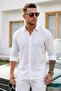 Men's Straight Woven Trend White Shirt - 2