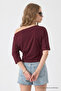 Women's Boat Neck Half Sleeve Burgundy Blouse - 6
