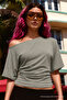 Women's Bodycon Boat Neck Gray Blouse - 5