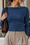Blue Color Slim Fit Women's Basic Blouse - 5