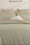 Green Pöti Square Patterned Single Person Duvet Cover Set with Elastic Sheets and Double-Sided Use - 2