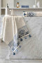 Set of 2 Ethnic Patterned Tassel Hand Towels - Embossed, Jacquard, 100% Cotton - 50X90 cm - Indigo