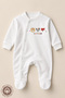 Unisex Cozy Season Printed 0-6 Months Combed Organic Cotton Baby Romper with Booties