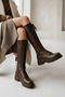 Baniletto Brown Lace-Up Side Zipper Casual Women's Boots - 6
