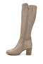 Women's Beige Zippered Thick Heeled Genuine Leather Boots - 4