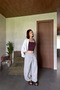 Women's Gray Ruffled Wide Leg Folded Waist Comfortable Cut Sweatpants - 4