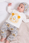 Cute Lion Printed 3D Ear Detailed 3-Piece Baby Set (Bottom - Top - Beanie) - 2