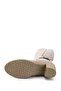 Women's Beige Zippered Thick Heeled Genuine Leather Boots - 5