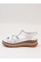 D26Ys 2590 White Genuine Leather Padded Women's Sandals - 7
