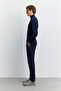 Men's Navy Blue Elastic Side Anti-Wrinkle Quick-Drying Technical Fabric Slim Fit Trousers A62Y3077 - 5