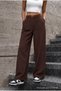 Women's Belted Oversize Loose Elastic Waist Palazzo Trousers - 3