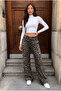 Leopard Patterned High Waist Wide Leg Lycra Palazzo Jeans - 5