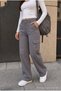 Lycra High Waist Wide Leg School Trousers with Cargo Pockets - 4
