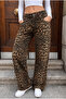 Leopard Patterned High Waist Wide Leg Lycra Palazzo Jeans - 2