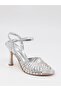 Pine 134 Silver Stone Heeled Low-Cut Women's Sandals - 6