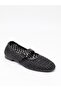 Ceylan 3501 Black Straw Knitted Women's Ballerinas - 6