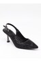 Özma 404 Black Stone Heeled Women's Stiletto - 6