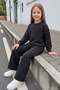 Heart Printed Crew Neck Girls' 2-Piece Set