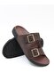 115005 Brown Double Buckle Anatomical Men's Slippers - 6