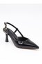 Senyo 024 Black Patent Leather Heeled Women's Sandals - 6