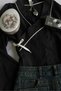 China Style Mandarin Collar Black with White Stripes Long Sleeve Crop Blouse - 4