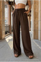 High Waist Loose Fit Linen Blend Pants - 6