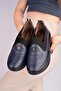 4029 Navy Blue Genuine Leather Women's Walking Shoes