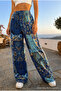 Women's Ethnic Patterned Summer Fabric Pants with Elastic Waist - 7