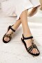 24Y120 4 Black Stone Anatomical Women's Sandals - 2
