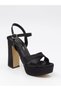 Uraz 795 Black Satin Platform Women's Sandals - 6