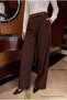 Belted Oversize Wide Leg Palazzo Fabric Trousers - 5