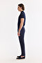 Men's Navy Blue Elastic Waist Viscose Blended Elastane Slim Fit Chino Trousers A61Y3212 - 3