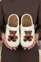 Women's Ecru Teddy Bear Embroidered Plush Furry House Slippers 3 cm Byndi̇mjteddybear