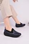 4029 Navy Blue Genuine Leather Women's Walking Shoes - 3