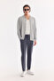 Men's Gray Polo Collar Buttoned Rayon Regular Fit Cardigan A61Y5001 - 7