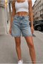 Women's Vintage Effect High Waist 5-Pocket Straight Fit Shorts Jeans