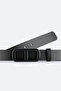 Men's Black Classic Buckle 100% Leather Belt B009309 - 2