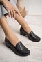 24604 Black Genuine Leather Heeled Women's Shoes - 4
