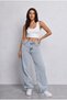 Women's Light Blue High Waist Wide Leg Loose Stretchy Palazzo Trousers - 6