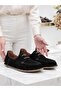 İzel 152 Black Suede Genuine Leather Women's Shoes - 4