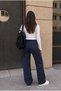 Lycra High Waist Wide Leg School Trousers with Cargo Pockets - 5
