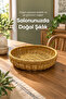 Round Wicker Basket Decorative Woven Serving Presentation Bread Fruit Basket 31 cm Natural Brown Design - 2