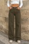 Khaki High Waist Wide Leg Loose Palazzo Jeans