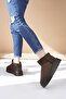 Ypr 8391 Brown Suede Water Repellent Women's Boots with Fur Inside - 3