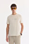 Men's Ecru Crew Neck Injection Printed Cupra Single Jersey T-Shirt A61Y1139