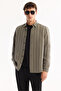 Men's Green Bottomed Britli Collar Soft Touch Striped Comfort Fit Shirt A52Y2101 - 5