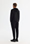 Men's Black Hooded Interlock Fabric Zippered Basic Regular Fit Sweatshirt B001102 - 4