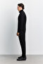 Men's Black Stand Collar Zippered Easy-Iron Cotton Regular Fit Sweatshirt A62Y1222 - 3
